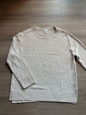 Soft Link Stitch Crewneck Sweater in Beige